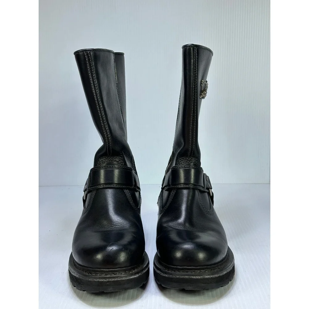 Harley-Davidson Mens Black Leather Harness Biker Boots 95143 Size 10